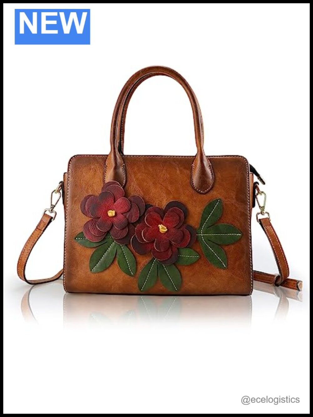 Vintage Faux Leather Satchel Crossbody Tote Women's Handbag Adjustable Strap